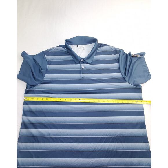 Adidas Sz XL Golf Polo Shirt Mens Blue Striped Performance Short Sleeve CA2 - Picture 3 of 8